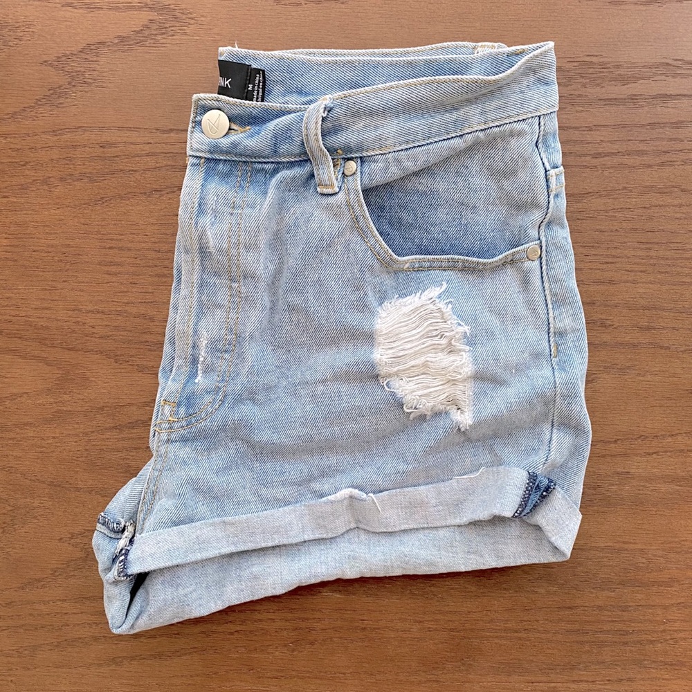 MINKPINK- high waisted button up jean shorts